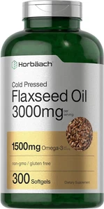 Flaxseed Oil Softgel Capsules 3000Mg | 300 Count | High Potency | with Omega 3 6 - Picture 1 of 7