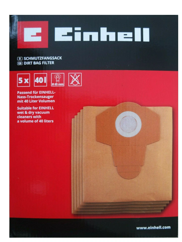 Einhell 5er Set Schmutzfangsack 40l Staubsaugerbeutel für Nass-/Trockensauger - Bild 1 von 1