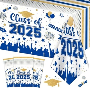 Graduation Decorations Class of 2025 Tablecloth - 3 Pcs Plastic Congrats Grad... - Picture 1 of 7