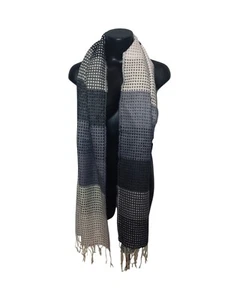 Bufanda Cashmere Feel Acrílico Crema, Beige, Negro, Gris Patrón a Cuadros - Imagen 1 de 2