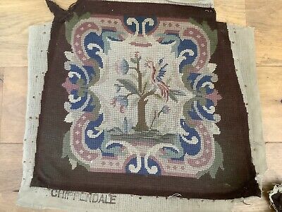 Vintage Tapestry Chippendale Bird Motif Chair Cover • 9.99£