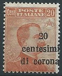 1919 TRENTO E TRIESTE EFFIGIE 20 CENT VARIETà SOPRASTAMPA MNH ** - ED749-2 - Imagen 1 de 1
