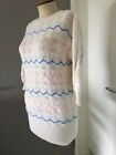 Funky 1980?s Acrylic Jumper White With Pink/blue Zigzag 6/8/10 Minidress