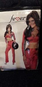 Womens Red Black White Racing Girl Driver Two Piece Costume Fancy Dress S - Picture 1 of 1