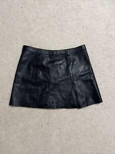 Zara MASSIMO DUTTI Black Piel Natural Leather Mini Skirt NWT Size Medium