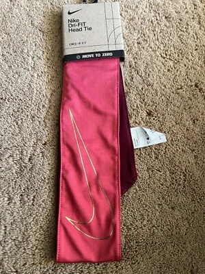 Faixa de cabeça Nike Dri-Fit seca adulto gravata bandana coral borgonha dourada - Imagem 1 de 4