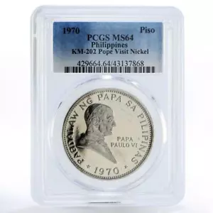 Philippines 1 piso Pope Paul VI Visit MS64 PCGS CuNi coin 1970 - Picture 1 of 2