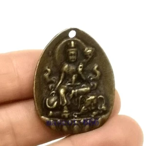 Collection Old China Bronze Carving Avalokitesvara Amulet Necklace Pendant Gift - Picture 1 of 5