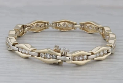 6CT Lab-Created Round Cut Diamond Women's Tennis Bracelet 14K Yellow Gold Plated - Image 1 of 4