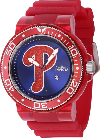 Invicta Men 52mm MLB Philadelphia Phillies Anatomic Quartz Red & Blue Tone Watch Cover