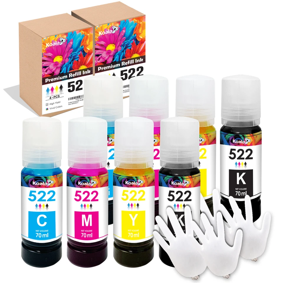 8 PK 560ML Printer Ink Refill for Epson 522 Ink ET-4800 2800 2803 2400 2720 4700 - Image 1 of 4