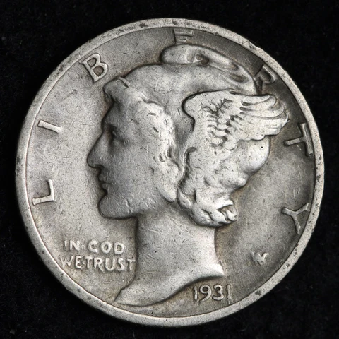 1931-D Mercury Silver Dime CHOICE VF+ E599 ACD Cover