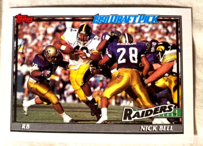 1991 TOPPS RAIDERS /NICK BELL FOOTBALL CARD  #107 - Image 1 of 2