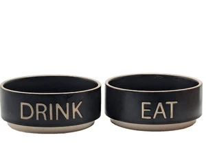 Top Paw Eat & Drink Ceramic Dog Pet Food Bowl 5” 13oz Capacity Black - Picture 1 of 7