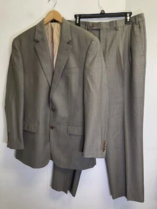 Ralph Lauren Mens Taupe Wool 2pc Suit 42L Jacket, Blazer 36/30 Pleated Pants - Picture 1 of 24