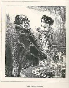 Gavarni, Paul - "Les Partageuses" de "Masques et Faages" Litografía 1853 - Imagen 1 de 1