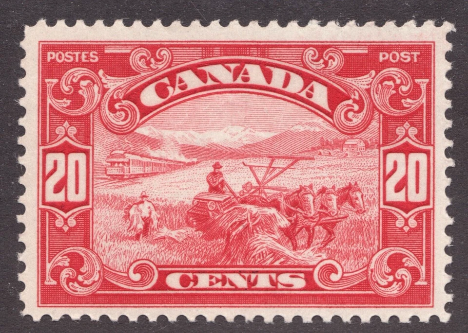 1929 Canada Sc# 157 - 20¢ - KGV - Farming, horses & locomotive MH vf  - Image 1 of 1