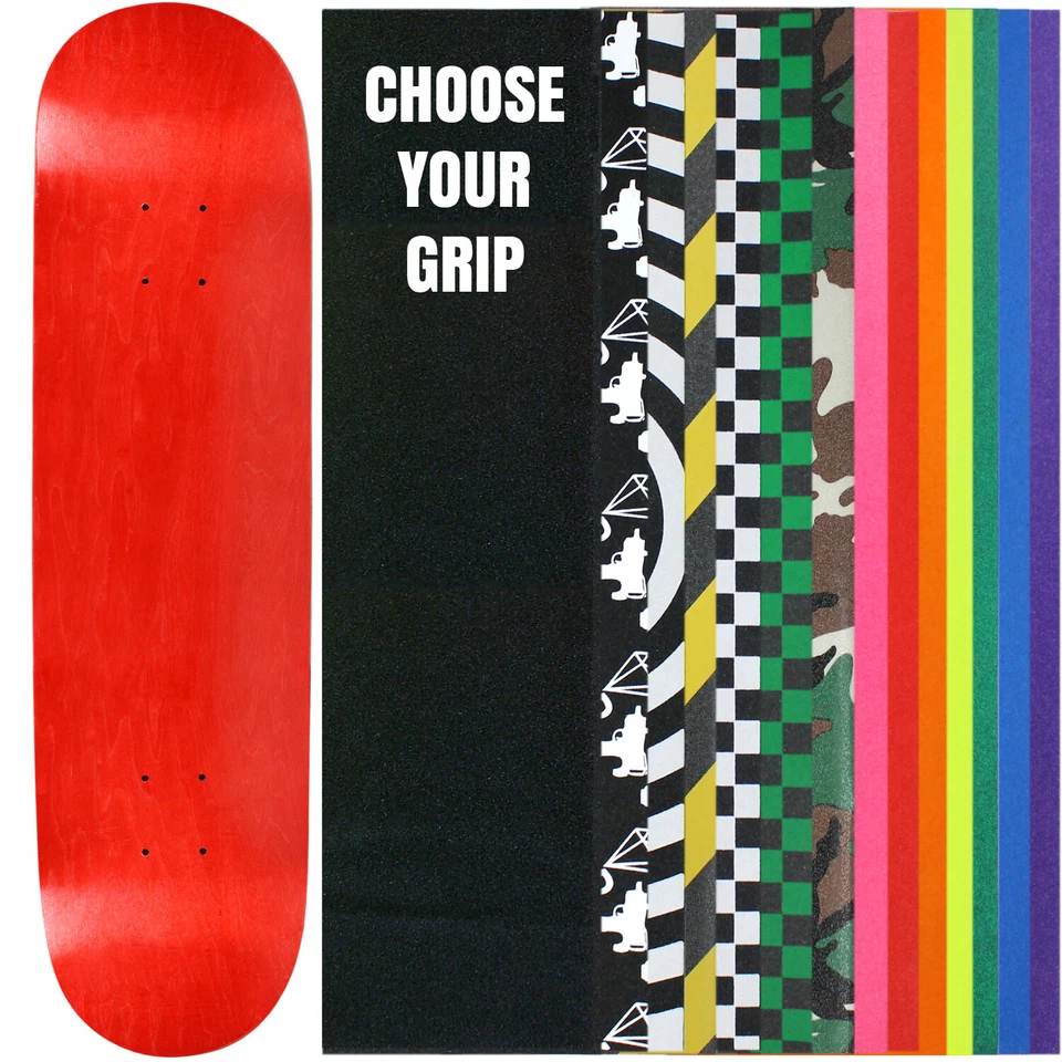 MOOSE Skateboard Deck Pro 7-Ply Canadian Maple STAINED RED With Griptape 7.5" - 8.5"