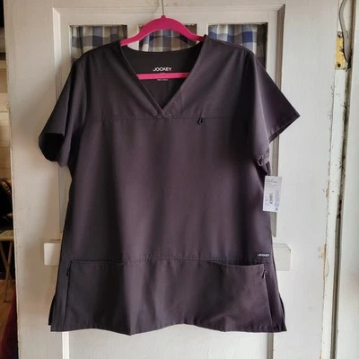 Blusa Médica Jockey Unisex Estilo 2299 Negra Cuello Cruzado Bolsillo con Cremallera Talla L Foto 1 de 4