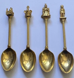 VINTAGE 1977 QUEEN ELIZABETH II SILVER JUBILEE EXQUISITE E.J. LTD SPOONS x 4 - Picture 1 of 6