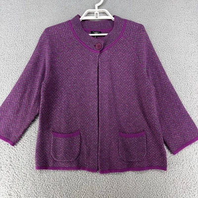 Talbots Sweater Womens M Purple Gray Cardigan Wool Angora Cashmere Open Front - Image 1 of 4