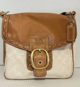 COACH BLEEKER RESORT Canvas Signature & WHISKEY Leather Bag 11585 - Picture 1 of 10