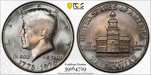 Medio dólar Kennedy 1976 P graduación profesional MS-66 revestido tono ordenado - Imagen 1 de 3