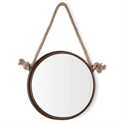 Danya B. SE2231 Rustic Wall Decor – Iron Framed Round Mirror with Hanging Rope - Image 1 of 3