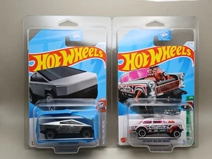 Hot Wheels Tesla Cybertruck(Cracked Blister) and Zamac '55 Chevy Bel Air Gasser - Picture 1 of 6
