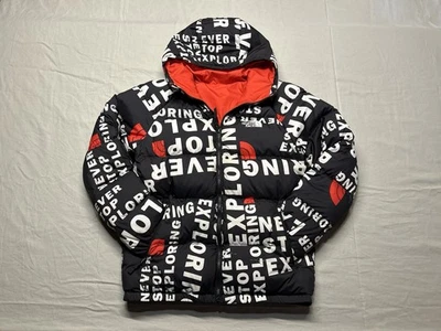 North Face Boys Printed Hyalite Down Reversible Jacket Black Red Size XL (18/20) - Image 1 of 4