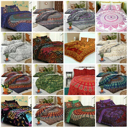 Mandala Duvet Quilt Cover with Pillow Case Hippie KING SIZE Indian Bedding Set