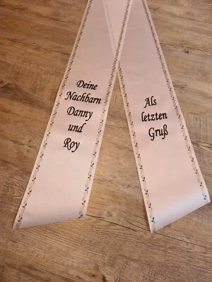 Trauerschleife Kranzschleife Grabschleife Beerdigung Trauerband, Wuschtext  - Bild 1 von 4