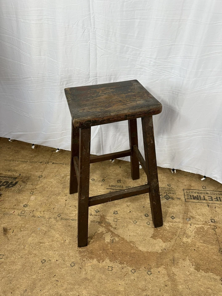 Taburete Silla DIBUJO Bar Madera Estilo Toledo Pino Industrial Raro Años 40 Foto 1 de 4