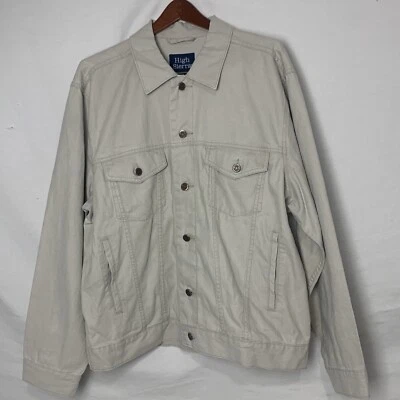 Jaqueta jeans masculina High Sierra tamanho grande cor de osso botão para baixo nova - Imagem 1 de 4