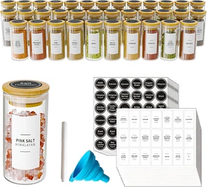 36 Pcs Spice Jars with Bamboo Lids and Labels, Empty 4Oz Glass Spice Bottles, Mi - Picture 1 of 7