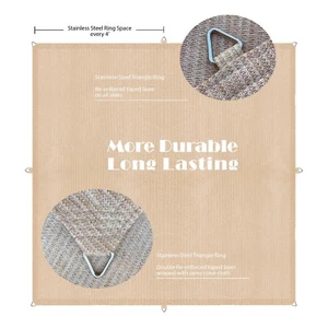 TOLDO DE SOMBRA DE ALTA RESISTENCIA PERMISIBLE DE HDPE, BORDE RECTO CON ANILLOS EN D Solo Beige - Imagen 1 de 6