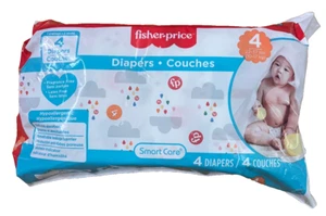NW Fisher Price Pannolini (4) 22-37 Lbs 4 Pannolini Ipoallergenici (Set 2 Confezioni) - Foto 1 di 5