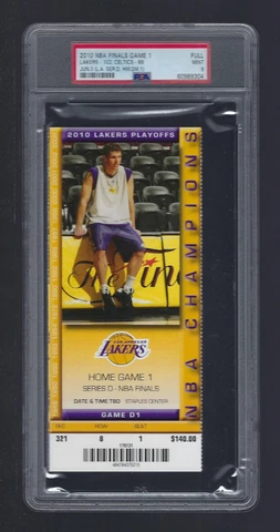 PSA MINT 9 - KOBE BRYANT NBA FINALS CELTICS @ LAKERS 2010 FULL TICKET GAME #1 Cover