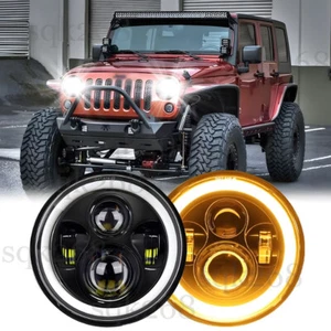 Par de faros LED redondos de 7 pulgadas de punto haz alto-bajo para Jeep Wrangler JK TJ CJ LJ - Imagen 1 de 12