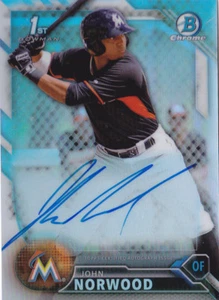 2016 Bowman Chrome John Norwood /499 Auto Refractor Rookie Miami Marlins - Picture 1 of 1