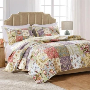 Greenland Home Fashions Quilt Set Queen Floral Multi-Colored Reversible (3Pc) - Picture 1 of 4
