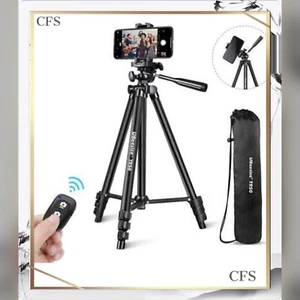 Phone Tripod, 51" Adjustable Travel Stand with Cell Phone Mount TR-50 Black - Picture 1 of 6