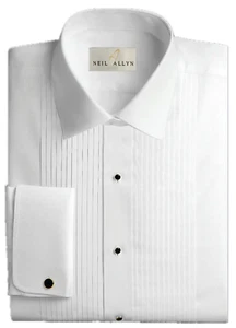 Neil Allyn Fitted Laydown Tux Shirt 100% Cotton w/ 1/4" Pleats and French Cuffs - Picture 1 of 23