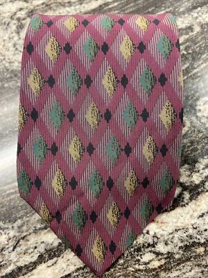 Corbata para hombre Karl Lagerfeld 100 % seda diseñador EE. UU. ciruela geométrica/verde Foto 1 de 4