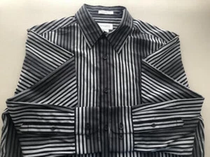 CONCEPTS by Claiborne  NWT Black Gray Striped  Cotton Long Sleeve  L - Picture 1 of 10