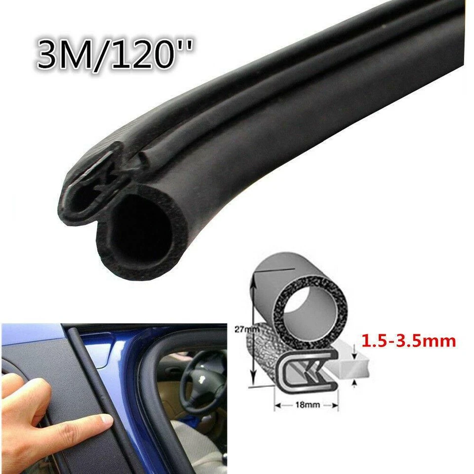 120 Inch Steel Push Mount Weather Stripping Car Kit Door Trunk Rubber Seal Strip - Image 1 of 4