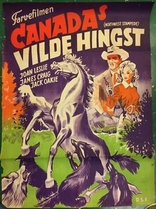 Northwest Stampede Joan Leslie 1952-53 poster vintage originale cinema danese film - Foto 1 di 11