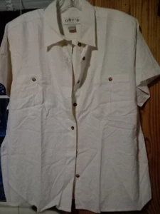 Orvis Women's Short Sleeve Button Down Silk Shirt XL Ivory - Picture 1 of 6