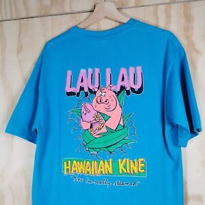 Vintage Ches Hawaiian Kine Lau Lau Novelty Graphic T Shirt Single Stitch Large
