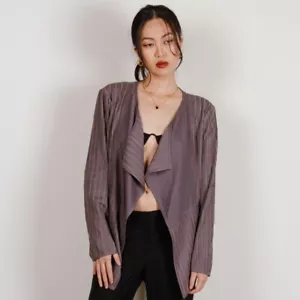 My Tribe Leather Stripes Open Front Cardigan Jacket - Picture 1 of 3
